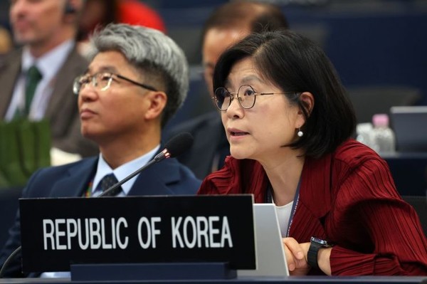 발언하는 김지희 유네스코 대사.&nbsp;